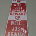 2 x Alotpower Halloween Decorations Metal Tin Sign for Outdoor Yard, Garage Wall, Rustic Vintage Beware of Well Just Beware, 7.8x11.8in