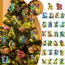 2 x Christmas Dinosaur 26 Letter Ornaments, Personalized Christmas Ornaments 2025, initial ornament, Car Interior Pendant Letter, letter ornament for Xmas tree,Funny Dinosaur Decor for Kids