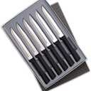 Rada Cutlery Six Utility/Steak Knives Gift Set (G206), 6-Piece Knife Set, Stainless Steel Blades, Black Handle