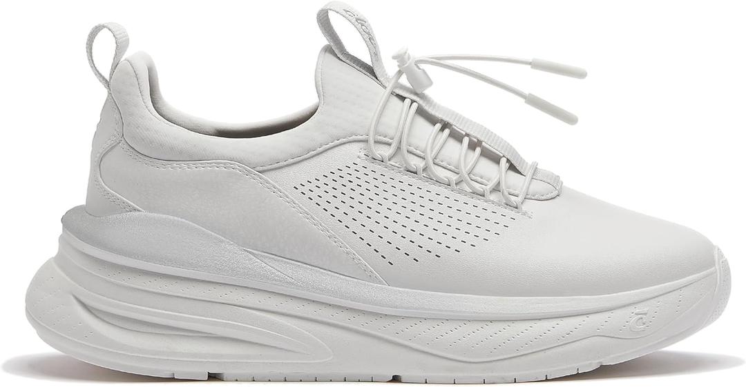 clove Forte Shoes for Doctors & Nurses, Fluid Resistant, Easy to Clean, Slip Resistant, Comfortable for 12+ Hour Standing Shifts, Elastic & No-Tie Laces, Sneakers for Men & Women (Brilliant White, 11.5 Women/10 Men)