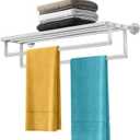 Double Towel Racks for Bathroom Towel Rack with Shelf, 24 Inch Double Towel Bars, Wall Mount Towel Holder for Bathroom Lavatory, Stainless Steel Towel Rod(Brushed Nickel)