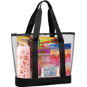 Handy Laundry Clear Tote Bag - Zipper Closure, Long Shoulder Strap, Fabric Trimming