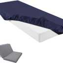 Breling Fitted Sheet (Sheet Only) Compatible with Milliard Trifold Mattress Folding Mattress Fitted Microfiber Bedsheet for Camp Bunk Rvs Bed(Navy Blue,Single,4'')