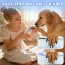 2-in-1 Dog Nail Clippers with Light - Electric Pet Nail Grinder Quiet for Small Large Dogs & Cats, LED Prevent Over Cutting, USB-C Rechargeable Safety Guard Grooming Kit for Black Nails