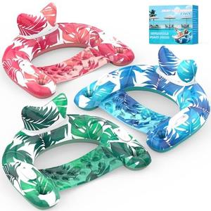 KEUCL Pool Floats, 1 Pack Inflatable Pool Float Chairs with Cupholders & Handles, Pool Floats Adult & Kids Perfect for Pool Lake & Rivers, Pool Toys Party, Relaxing Inflatable Chair for Swimming Pool