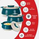 Milton Casserole for hot food, Double walled insulated inner Stainless Steel hot pot with lid, Serving box for food and roti, insulated serving bowl with lid, Set of 3 Set of 3 (Size 62, 45, 28 oz) Venice, Marble Green