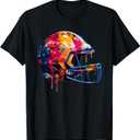 Football Helmet Drip Game Day Graphic T-Shirt L