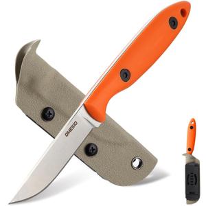 Omesio EDC Small Fixed Blade Knife with Kydex Sheath, DC53 Steel G10 Handle Full Tang Survival Tactical Knife for Men Women Outdoor Camping Bushcraft Hunting Knife