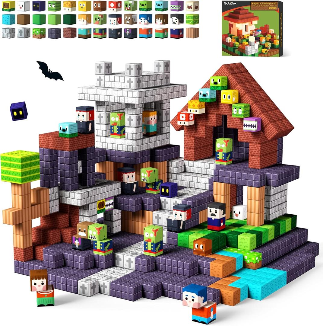 GobiDex 100PCS Magnetic Blocks Game-Based Kid Building Toys for Boys Girls 3+, Build MagWonder World with Zomblock Magnets Cubes, Upgraded STEM Game Sensory Gift for Birthday