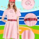 Women Baseball Costume PInk Baseball Dress Women League Costume Uniform Set with Hat Socks Inflatable Baseball Bat (Pink, XXL)