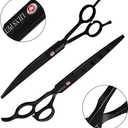 LILYS PET Professional PET DOG Grooming scissors Cutting&Curved&Thinning shears,Round Hole Design, Shark Teeth Thinning scissor (7", Black)