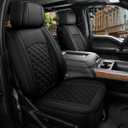 Faux Leather Car Seat Covers Set Fit for Chevrolet Silverado Collection Compatible with 2007-2025 GMC Sierra 1500 2500HD 3500HD in Black Automotive Interior Accessories (Black-Full Set)