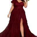 Women's Plus Size Wedding Guest Long Dress One Shoulder Summer Maxi Elegant Evening Party Cocktail Gown for Bridesmaid Prom, 3XL
