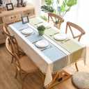 Pahajim Tablecloths Rectangular Cotton Linen Tablecloth Striped Farmhouse Table Cloth Wrinkle Free Spring Table Cover for Outdoor,Kitchen,Dining,55''x55'', 4 Seats