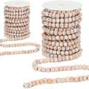 Giegxin 2 Pcs Wood Christmas Bead Garland 66 Feet in Total Rustic White Farmhouse Country Decor for Christmas Tree Tier Tray Wooden Wall Hanging Beaded Garland for Xmas Holiday Favors Supplies