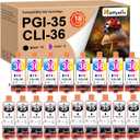 Compatible TR150 Ink Cartridge PGI-35 CLI-36 Replacements or Canon 35 36 Ink Cartridge Work with TR160 TR150 iP110 iP100 Cannon Printer (10 Black, 8 Tri-Color)
