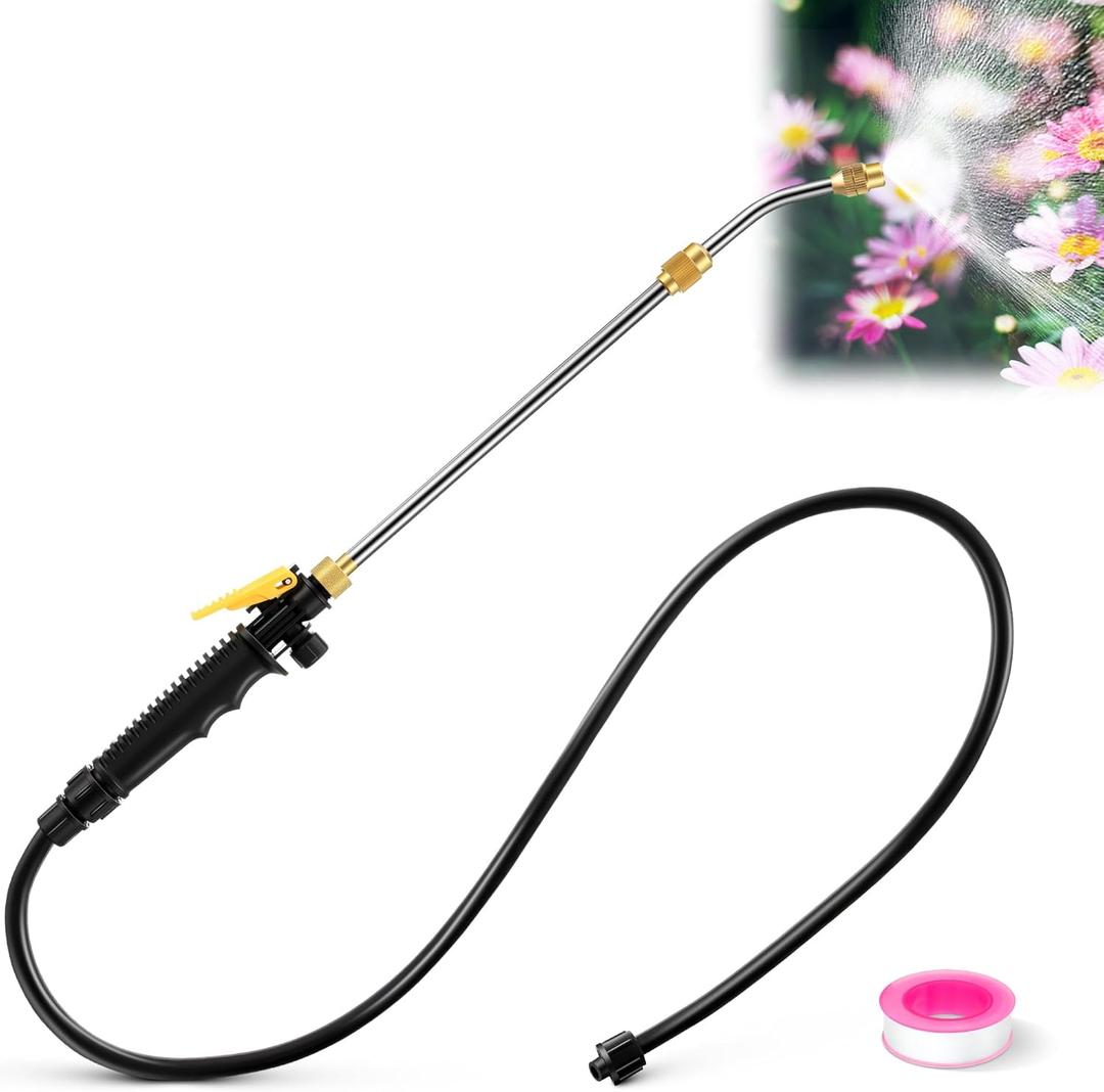 Enhon Replacement Sprayer Wand Compatible with Ryobi P2803 P2800, Retractable 24" Stainless Steel Pump Action Pressure Sprayer with Adjustable Nozzle, Trigger Wand & Hose
