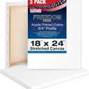 U.S. Art Supply 18 x 24 inch Stretched Canvas 12-Ounce Triple Primed, 3-Pack - Professional Artist Quality White Blank 3/4" Profile, 100% Cotton, Heavy-Weight Gesso - Acrylic Pouring, Oil Painting