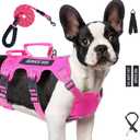 Escape Proof Dog Harness for Large Medium Sized Dogs Six Point Adjustable, Service Dog Vest Harness and Leash Set, No Pull Dogs Harnesses with Handle, Medium Dog Harnesses for Walking (Pink, M)