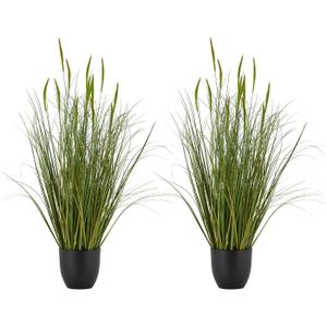 VEVOR Artificial Grass Plant, 2 Pack 35 inch Cattail Grass in Pot, Premium PVC Faux Fake Greenery Shrubs Plant for Indoor Outdoor House Home Garden Office Room Décor, Housewarming, Green