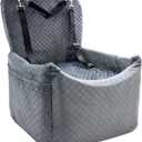 Small Medium Dog Car Seat Memory Foam Sponge Booster for Medium Dogs Under 35 lbs Ensure Comfort with Thick Cushion Detachable Washable Dog Bed Pet Car Seat with Storage Pockets for Toys Food (Grey)