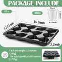 RooTrimmer 12 Cell Nursery Pot Trays 5 Pack with 4 Inch Clear Plant Pots 60 Pack, Thick Sturdy Seeds Starting Germination Shuttle Carrying Trays, Black Small Planter Nursery Propagation 5 Sets