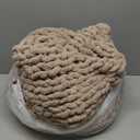 Chunky Knit Throw Blanket 50"X 60", 100% Handmade with Soft Chenille Yarn, 4.4lbs Thick Cable Knitted Blankets, Large Rope Knot Crochet Throws for Couch Sofa Bed Home Decor, Tan Brown