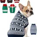 Dog Christmas Sweater, Soft Warm Pet Clothes Coat for Dogs and Cats Boy Girl, Fall Cozy Holiday Turtleneck Knitting Collar Pullover Pup Outfit Costume for Thanksgiving New Year,  XXL, Blue Pattern