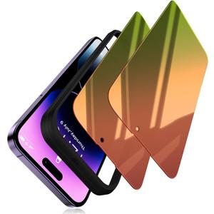 (2 Pack Compatible with iPhone 14 Pro Max Privacy Screen Protector, Mirror 25 Degree Anti Spy Anti-Blue Light Red to Green Gradient with Easy Installation Kit No Air Bubbles