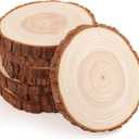 Fuyit Unfinished Wood Slices for Centerpieces, 8Pcs 5.5-6 Inch Natural Wooden Round Discs with Bark for Rustic DIY Crafts, Table Base, Wedding Decoration