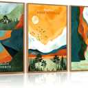 CHDITB National Parks Framed Wall Art Set Of 3,Vintage Artwork Grand Canyon Wall Decor, Yosemite Mountain Wall Painting,Watercolor Nature Art Prints For Bedroom Living Room Office Decor(12X16 Inch)