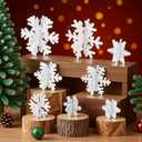 16 Pcs Wooden Snowflake Christmas Table Decorations White Winter 3D Snowflake Decor Centerpiece for Christmas Winter Wonderland Decorations Home Party