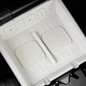 Wireless Charger Mat for Hyundai Santa Fe 2024 2025 2026, Anti-Slip Silicone Car Center Console Protector Pad for Hyundai Santa Fe Accessories (White)