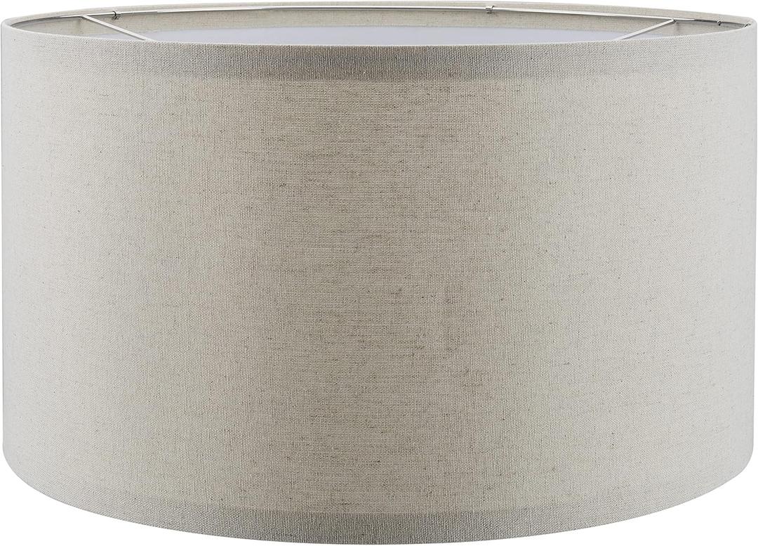 Aspen Creative 38871, Contemporary Design Drum Collapsible UNO Lamp Shade for Table Lamp And Pendant Light, 16" Top x 16" Bottom x 9" Height, Threaded UNO 36mm, Oatmeal Linen