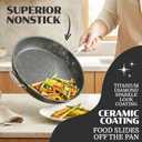 Granitestone Ceraluxe 14 Inch Frying Pan with Lid, Family Sized Large Frying Pan Skillet with Ceramic Nonstick Coating, Non Toxic PFOA Free, Oven and Dishwasher Safe - Black