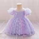 IDOPIP Toddler Baby Girls Rainbow Butterfly Tutu Dress Princess Butterfly 1st Birthday Party Dresses Pageant Tulle V-Back Flower Girl Wedding First Communion Gown Purple - 3D Butterfly 12-18 Months (Purple)