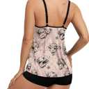 HUNTFAMI Tankinis Swim Suits for Women Two Piece 2025 Womens Bathing Suits Holiday Beachwear Women with Boyshorts (Pink, XL)