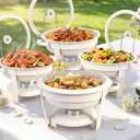 Chafing Dishes for Buffet,4 Pack 5QT Maifanite-Coated Chafing Dishes, White Chafing Dish Buffet Set with Glass Lid and Lid Holder,Food Warmers for Parties Buffet for Wedding,Church Events,Birthday