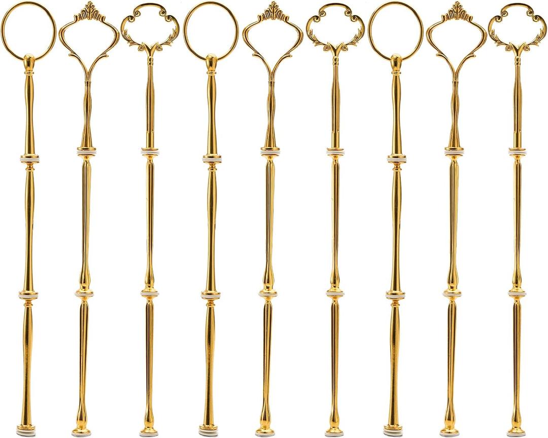 Tosnail 9 Sets 3 Tier Cupcake Stand Fittings, Cake Stand Hardware, Dessert Serving Trays Support Rod, Tiered Resin Plates, Crafts Making and Decoration - Gold