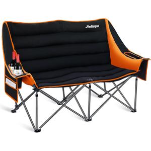 Camping Chairs Oversized Camping Chair Portable Double Camping Chair for Adults Heavy Duty Folding Chair Support 700LBS with Cup Holders & Large Side Organizer Pockets for Camping/Car Trunk/Campfires (Thick Orange)