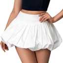 Verdusa Women's Bubble Skirt Elastic High Waisted Puffy Skorts Shorts Y2k Skirts with Shorts Underneath (White) S