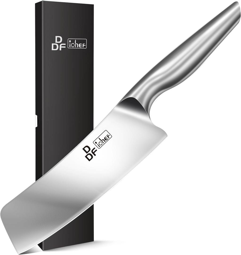 DDF iohEF Nakiri Kitchen Knife, Chef's Knife In Japanese Stainless Steel Professional Cooking Knives, Non-slip Ultra Sharp Knife with Ergonomic Handle