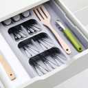 Expandable Kitchen Drawer Organizer, Adjustable Cutlery Trays and Utensil Holder, Kitchen Drawer Dividers Storage for Silverware, Flatware, Knives, Spoons, Gray