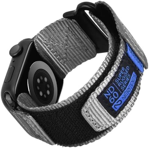 Nereides Compatible with Apple Watch Series 10 Band Series 9/8/7/6/5/4/SE/SE2/Ultra 1/2, Nylon Sports Strap with Woven Design for 44/45/46/49mm L (L, Grey)
