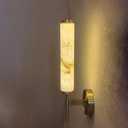 Alabaster Wall Sconce Light LED 3000K Modern Brass Wall Sconces with Natural Stone Shade, Indoor Wall Lights for Bathroom, Bedroom, Hallway (Single Head), 12 inches x 12 inches x 19 inches