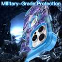 LONTECT for iPhone 16 Pro Max Case Glow in The Dark Three Layer Heavy Duty Shockproof Hard PC+Soft Silicone Rugged Full Body Protective Case for Women Girls,Purple Blue