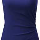 Aleumdr Women's One Piece Swimsuit Ruched Tummy Control Bathing Suit Square Neck Push Up Swimwear (X-Large, Navy Blue)