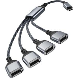 Basesailor USB C to Four USB Cable Adapter 3.3FT, USB Type C Male to 4 USB A Female 2.0 Splitter, Thunderbolt 3 Multiple Multi Port Hub, Double Dual Cord Converter for Laptop, Mac, iPhone 16 15,iPad