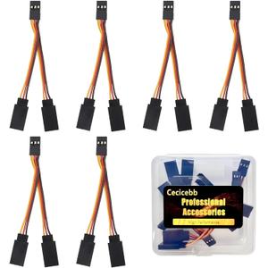 4 x 6 Pcs 7cm JR/Futaba Style Servo Extension Cable 1 to 2 Y Harness Leads Splitter Cable Male to Female Extension Lead Wire for RC Models Drone Car