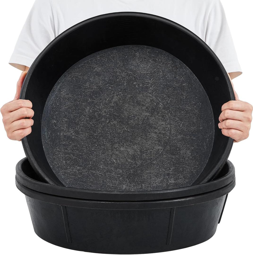 Sadnyy 3 Pcs Rubber Feeder Pan 3 Gallon Horse Feed Pan Rubber Dog Bowl Pig Feeder Large Utility Bucket for Goats Horses Chicken Dust Bath Container Animal Feeding, 17.5 x 5.3 inches